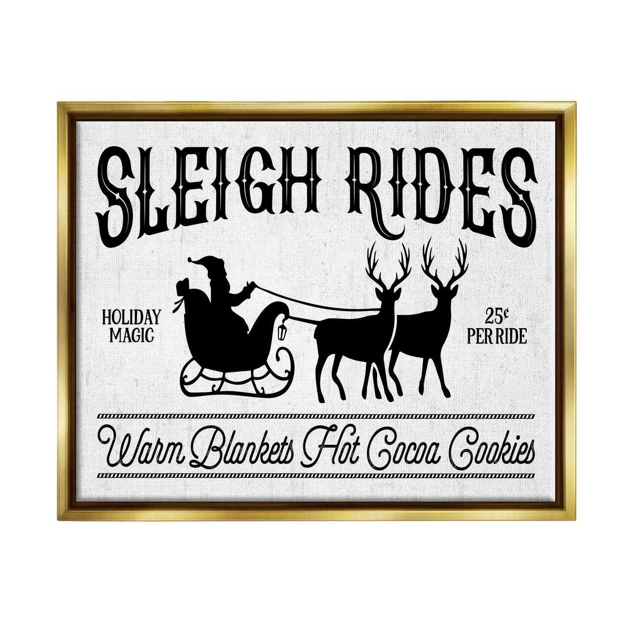 Stupell Industries Sleigh Rides Vintage Santa Claus Framed Floater Canvas Wall Art